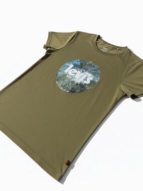 Levi's Olive Green Crewneck Graphic Tee with Nature Print